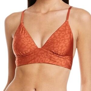 CITRUS Women's Triangle Halter Reversible Bikini Swimsuit Top Clay-Size L